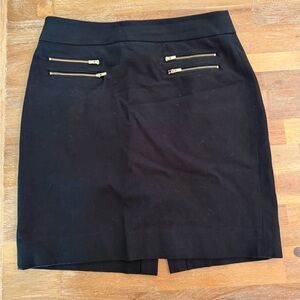 Banana Republic Black Pencil Skirt with Gold Zipper Detail
